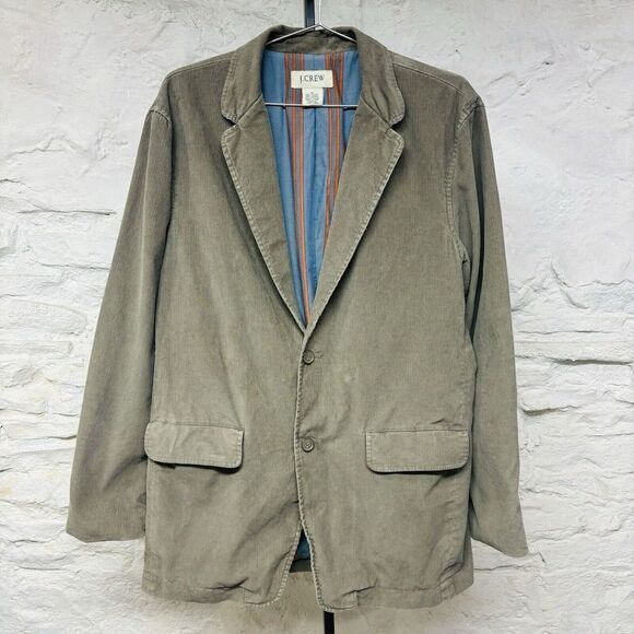Vintage 90s y2k J Crew Corduroy Gray Blazer Sport Coat Jacket 100% Cotton Preppy - Picture 1 of 10